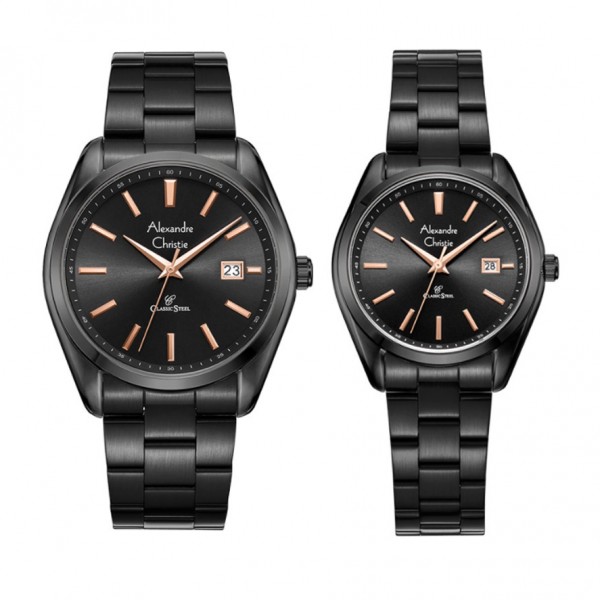 Alexandre Christie AC 8656 Full Black Rosegold Couple